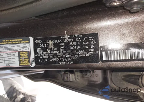 2018 Kia Forte Lx from USA, damaged, VIN 3KPFK4A72JE168710